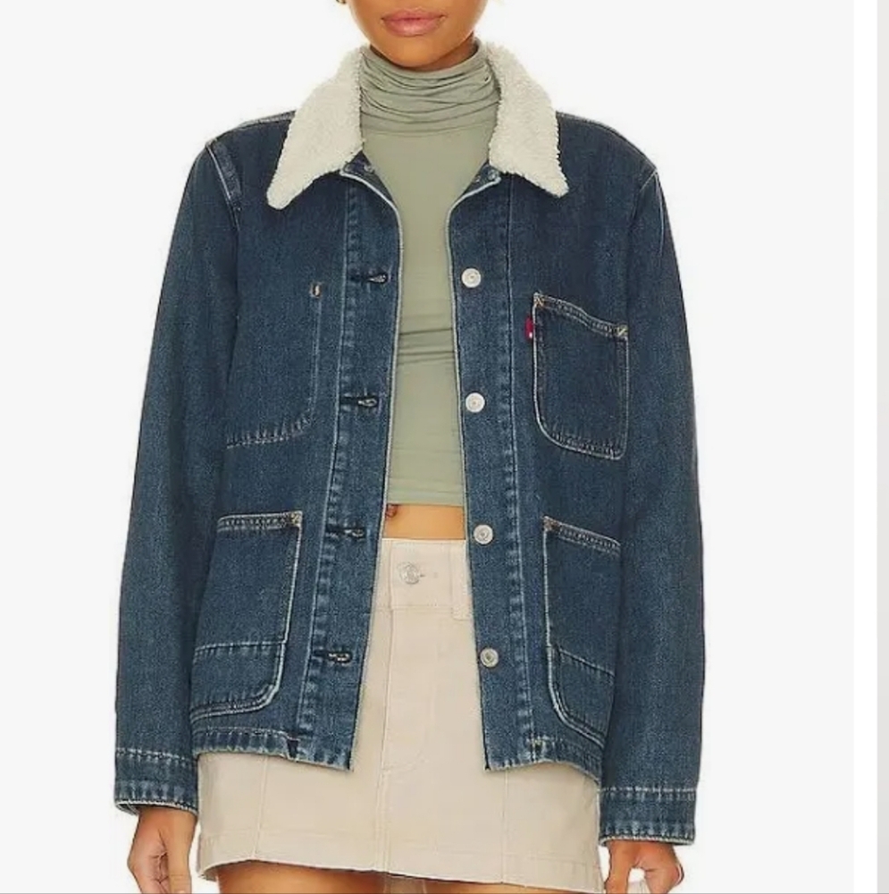 Levi's blue Denim Jacket with White Sherpa Collar